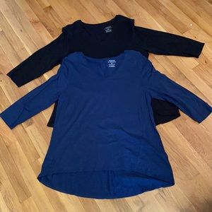 Chicos - set of 2 - Black & Navy 3/4 sleeve Ultimate Tee size 3